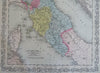 Northern Italy Lombardy Parma Modena Tuscany Papal States 1856 DeSilver fine map