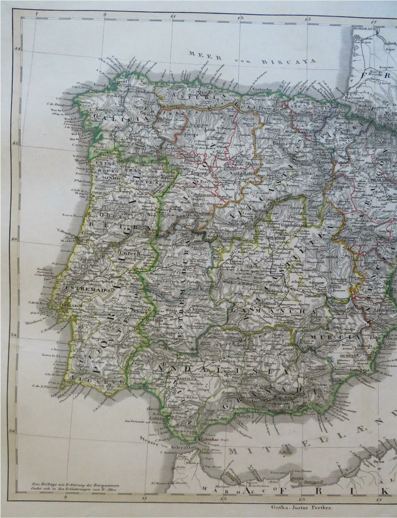 Spain & Portugal Madrid Barcelona Lisbon Seville 1855 Stulpnagel detailed map