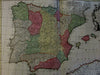 Spain Hispania Espana Iberia 1740 Lotter Seutter large decorative map hand color