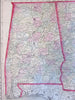 Georgia Alabama Atlanta Savannah city plans 1874 Mitchell fine large old map