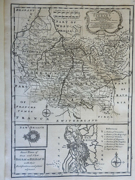 Holy Roman Empire Rhineland Wirttemberg Franconia 1760 Bowen decorative map