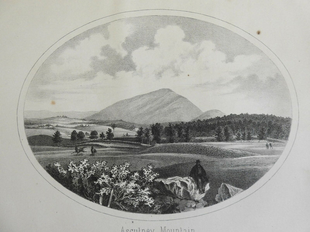 Mount Ascutney Vermont Landscape View 1861 Walling lithographed view print