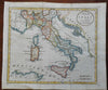 Italian Peninsula Piedmont Savoy Tuscany Papal States Naples 1802 engraved map