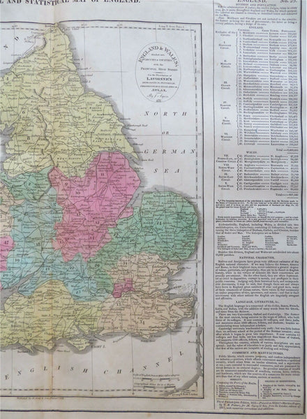 England and Wales United Kingdom London Cardiff 1821 Carey historical info map