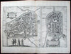 Leeuwarden Franeker Holland Netherlands city plans 1580 Braun & Hogenberg map
