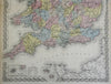 Kingdom of England & Wales London Cardiff York Oxford 1855 J.H. Colton map
