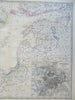 Baltic Sea Scandinavia Russia St. Petersburg 1865 Johnston large folio map