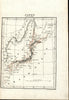 Japan island old map 1834 Tardieu scarce Perrot miniature map primitive color