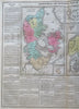 Denmark Sweden Norway Iceland Scandinavia 1821 Carey hand color historical map