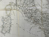 Italy Sardinia Lombardy Tuscany Naples Parma 1842 scarce detailed Italian map