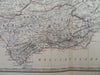 Spain & Portugal Madrid Lisbon Seville Barcelona 1865 Johnston large folio map