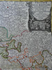 Germany Rhineland Alsace Lorraine Burgundy Cologne c. 1722 Homann decorative map