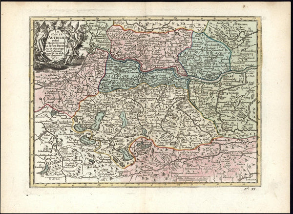 Upper Austria 1767 nice Crepy Le Rouge antique engraved hand color map