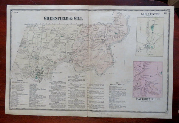 Greenfield Gill Factory Village Massachusetts 1871 Beers large detail city plan