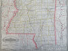 Mississippi state unfinished RR 1887-90 Cram scarce large detailed map