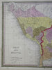 Peru & Bolivia Lima La Paz Andes Mountains Amazon River 1846 Mitchell map