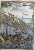 Coral Divers Sailing Boats Asia Indonesia diving 1683 Mallet hand color print