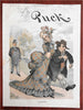 Puck covers Political Cartoons Keppler art 1891- 1911 Lot x 10 old color prints