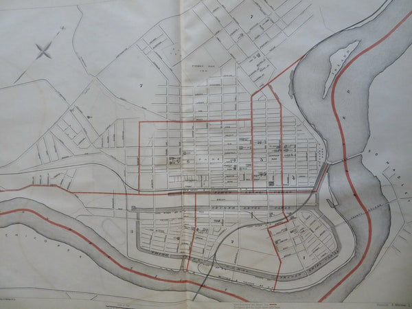 Holyoke Massachusetts City Plan Canals Cemeteries 1891 Walker map