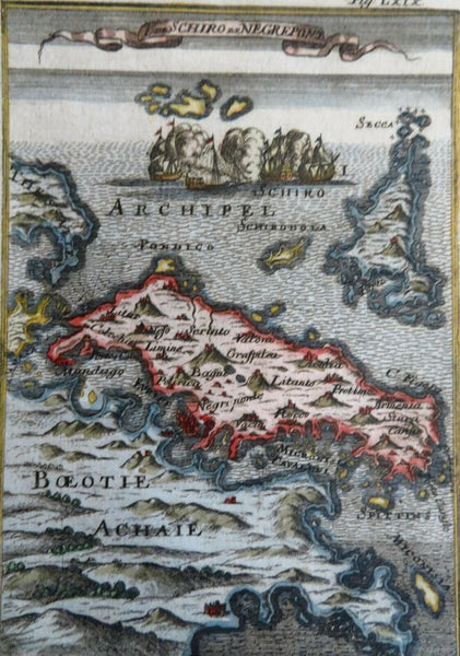 Greece Greek Euboea & Skyros Ottoman Empire Naval Battle 1685 Mallet color map