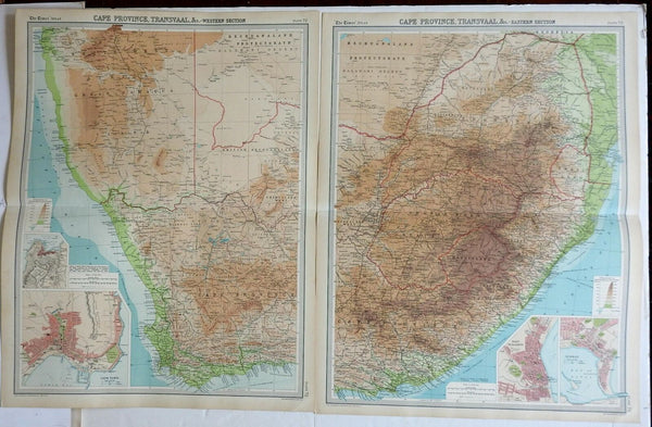 South Africa Cape Province 1922 large detailed two sheet map