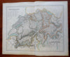 Switzerland w/ mountains named & heights c. 1855-60 Fullarton religious map