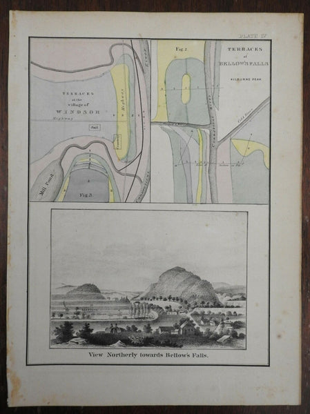 Windsor Bellow's Falls Vermont 1861 Landscape View & Geological Terraces map