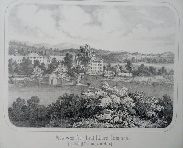 Brattleboro Vermont Insane Asylum Landscape View 1861 H.F. Walling print