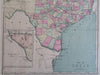 Texas state by itself 1873 Williams large scarce hand colored map