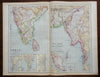 Southern India Hyderabad Mysore Madras Malay 1914 detailed scarce large map
