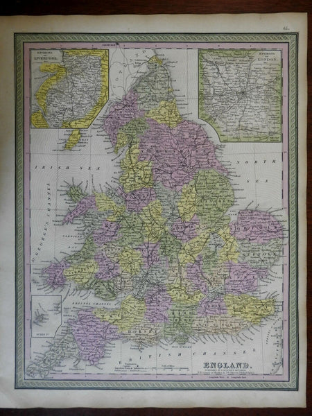 England Wales Liverpool London Yorkshire Cornwall Sussex c. 1846-9 Mitchell map