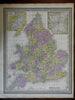 England Wales Liverpool London Yorkshire Cornwall Sussex c. 1846-9 Mitchell map