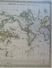 World Map on Mercator's Projection 1855 Berghaus detailed map