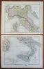 Italy Kingdom of Sardinia Lombardy Tuscany Papal States 1850 Archer 2 sheet map