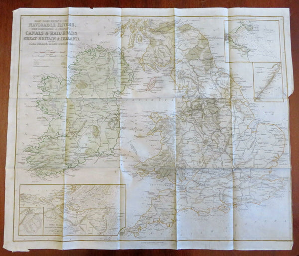 British Isles Rivers Canals Railroads Light Houses Coal Fields 1844 Copley map