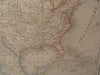 North America United States Canada Mexico Alaska 1876 antique color engraved map