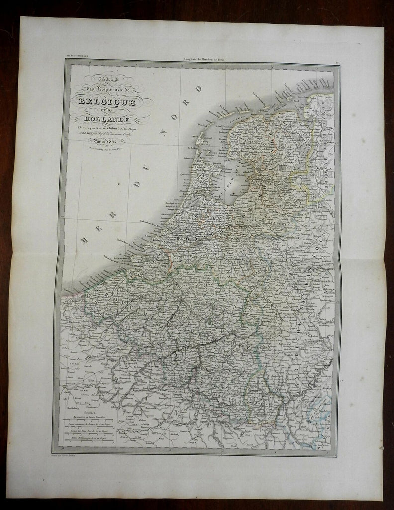 Kingdoms of Belgium and Holland Flanders Brabant 1854 Lapie large folio map