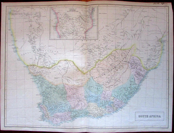 South Africa Orange River Sovereignty c.1850 large Bartholomew Black antique map
