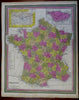 France in Departments Paris Marseilles Orleans 1848 Cowperthwait Mitchell map