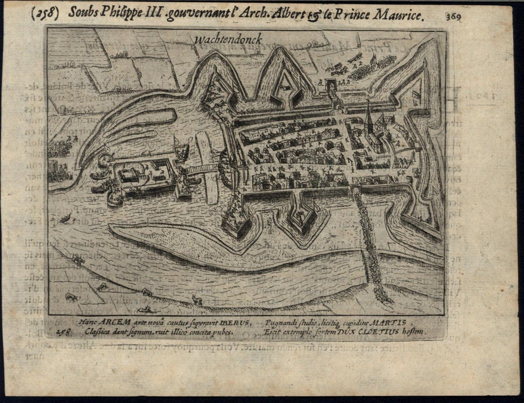 Wachtendonk Germany Niers River Assault Dutch Revolt 1616 Europe rare view print