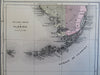 Florida state by itself 1888 scarce hand colored Bradley-Mitchell map