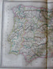 Spain Portugal Pyrennes Balearic islands 1859 Dufour Dyonnet fine huge map