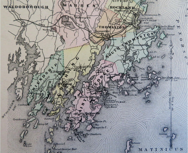 Knox County coastal Maine Rockland Vinal North Haven Thomaston 1893 Stuart map