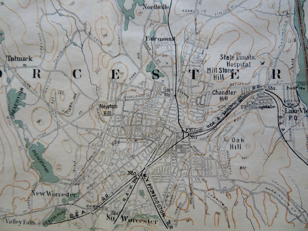 Worcester Clinton Marlborough Boylston Massachusetts 1891 Walker regional map