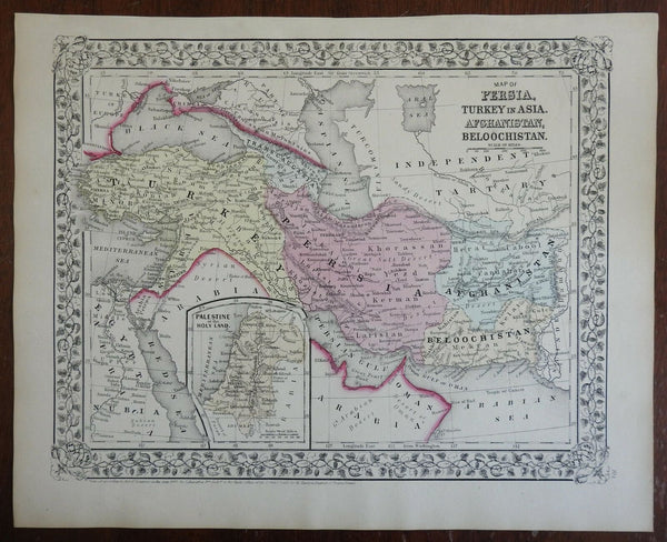 Middle East Ottoman Empire Armenia Persia Afghanistan 1867-9 Mitchell map