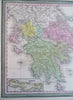 Kingdom of Greece Balkans Crete Attica Morea c. 1850 Cowperthwait Mitchell map