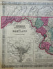 Maryland & Delaware Washington D.C. 1867-8 Johnson & Ward map Scarce Issue