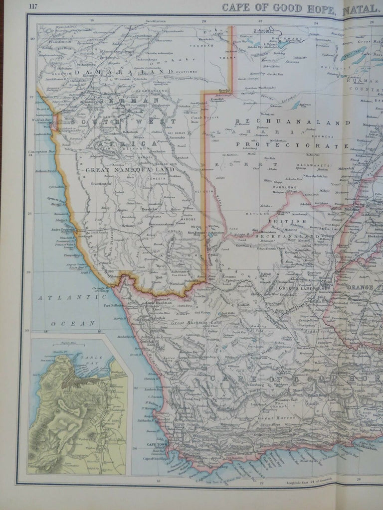 Cape Colony South Africa Boer Republics 1912 Bartholomew large detailed map