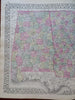 Alabama & Georgia County Map Savannah Atlanta Mobile 1883 Mitchell map