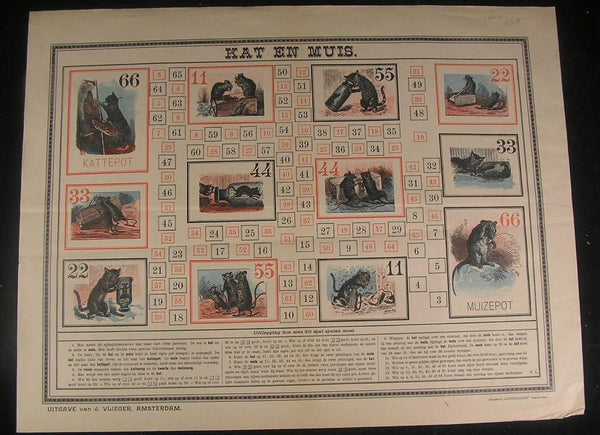 Kat en Muis Cat & Mouse c.1900 Dutch board game Vlieger Amsterdam Holland